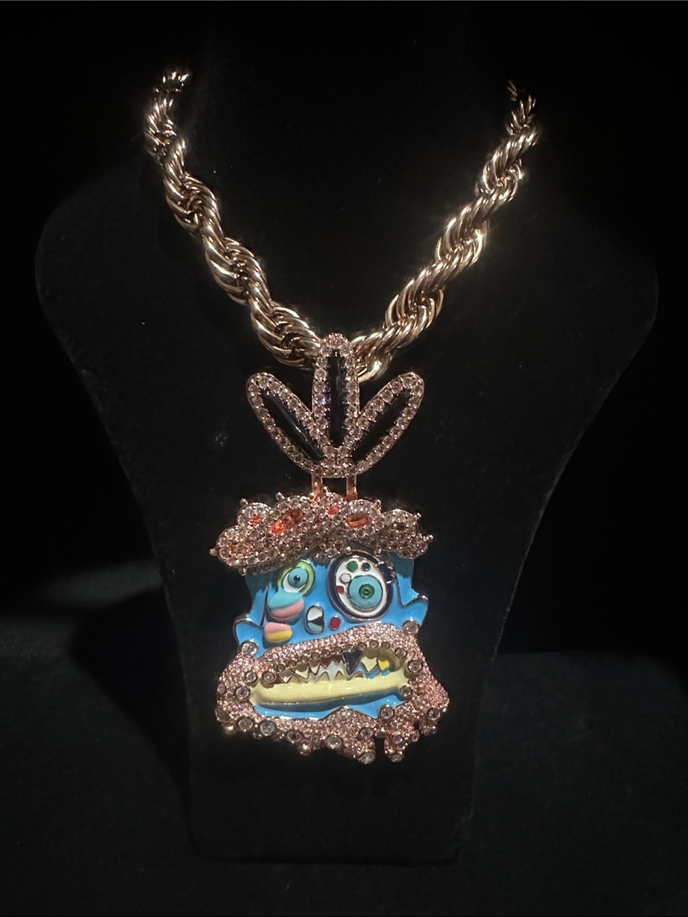 Rose Gold-Tone Travis Scott Anime Pendant Necklace
